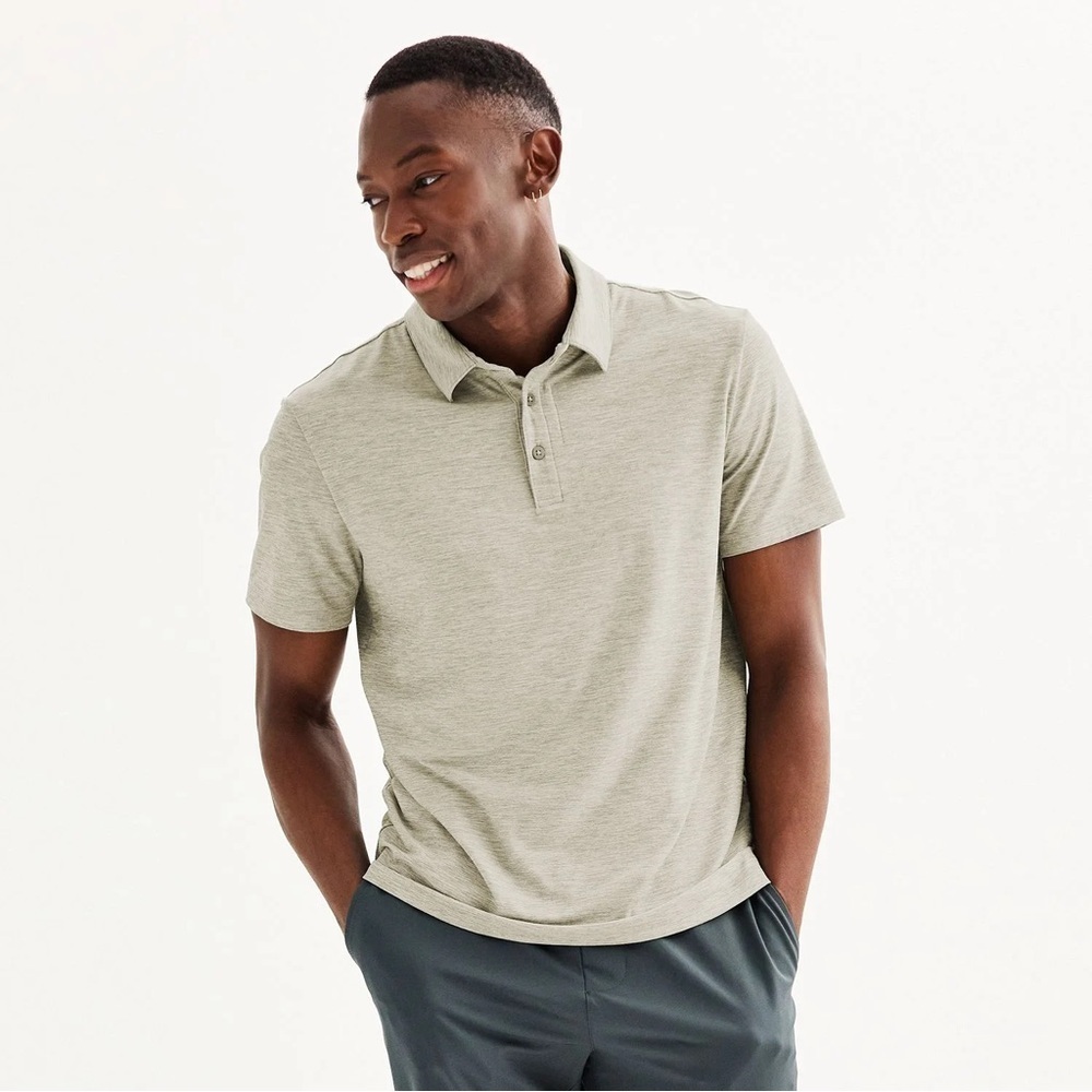 FLX Men's Light Gray Button Up Polo Shirt Size XL